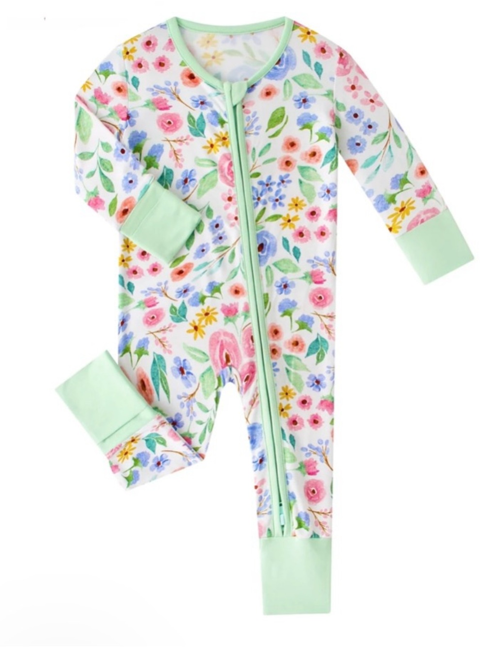 NWT PoshTot Garden Floral - Bamboo Zippy Sleeper Romper - 6/12 months